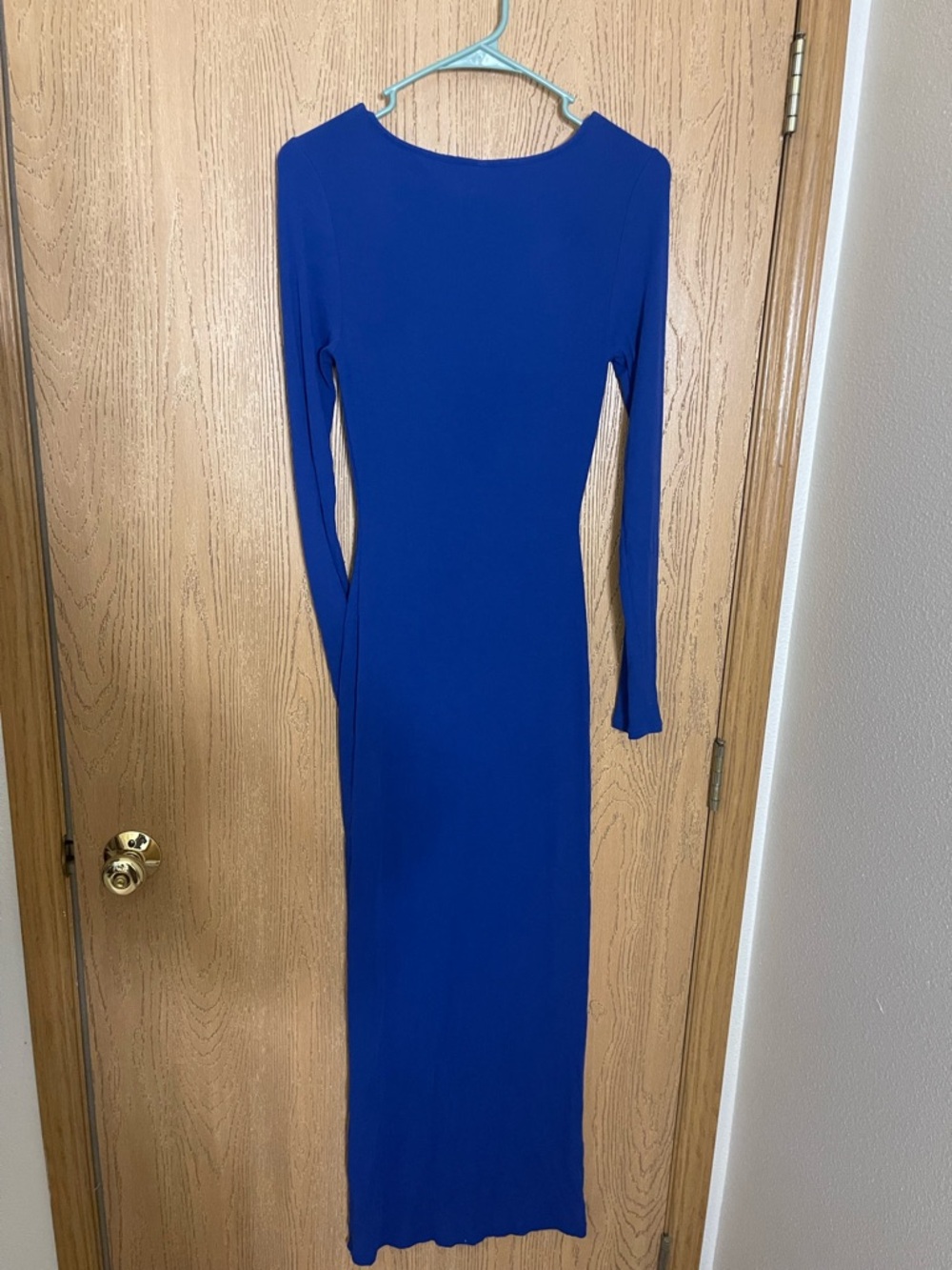 SKIMS Scoop Neck Long Sleeve Maxi Dress in Royal Blue - Picture 2 of 2